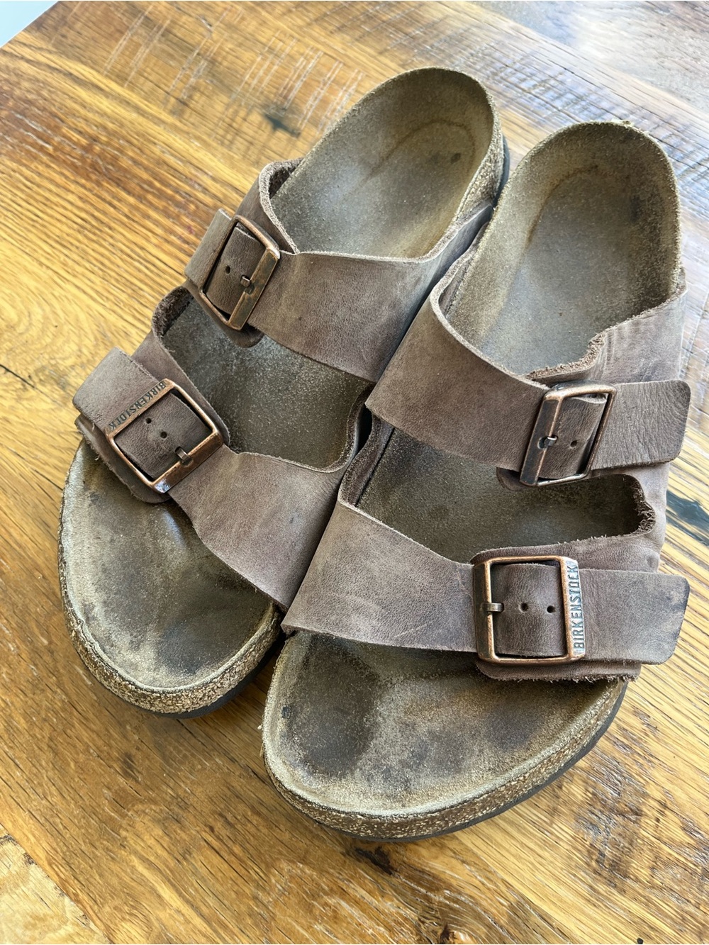 Birkenstock Arizona Oiled Leather Sandals Brown Distressed EU 42